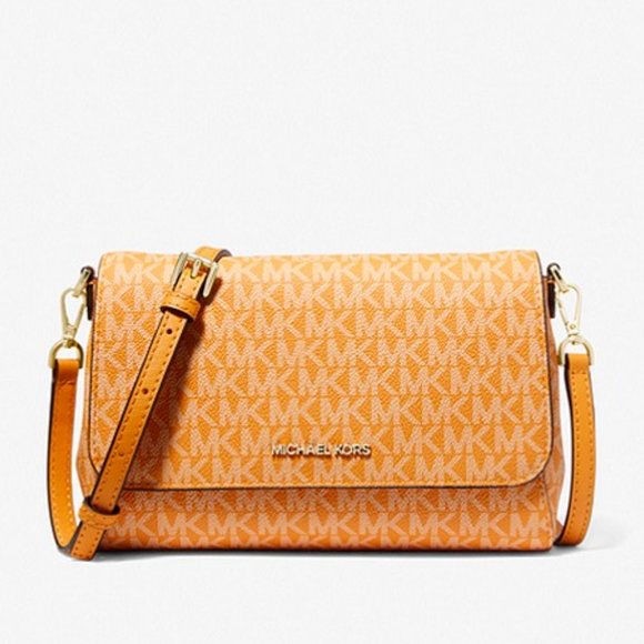 NWT $400 MICHAEL KORS Jet Set Medium Logo Convertible Crossbody Bag Signature - Picture 1 of 11